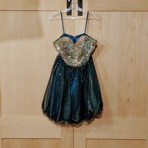 Strapless Blue Sparkly Homecoming/Prom Dress